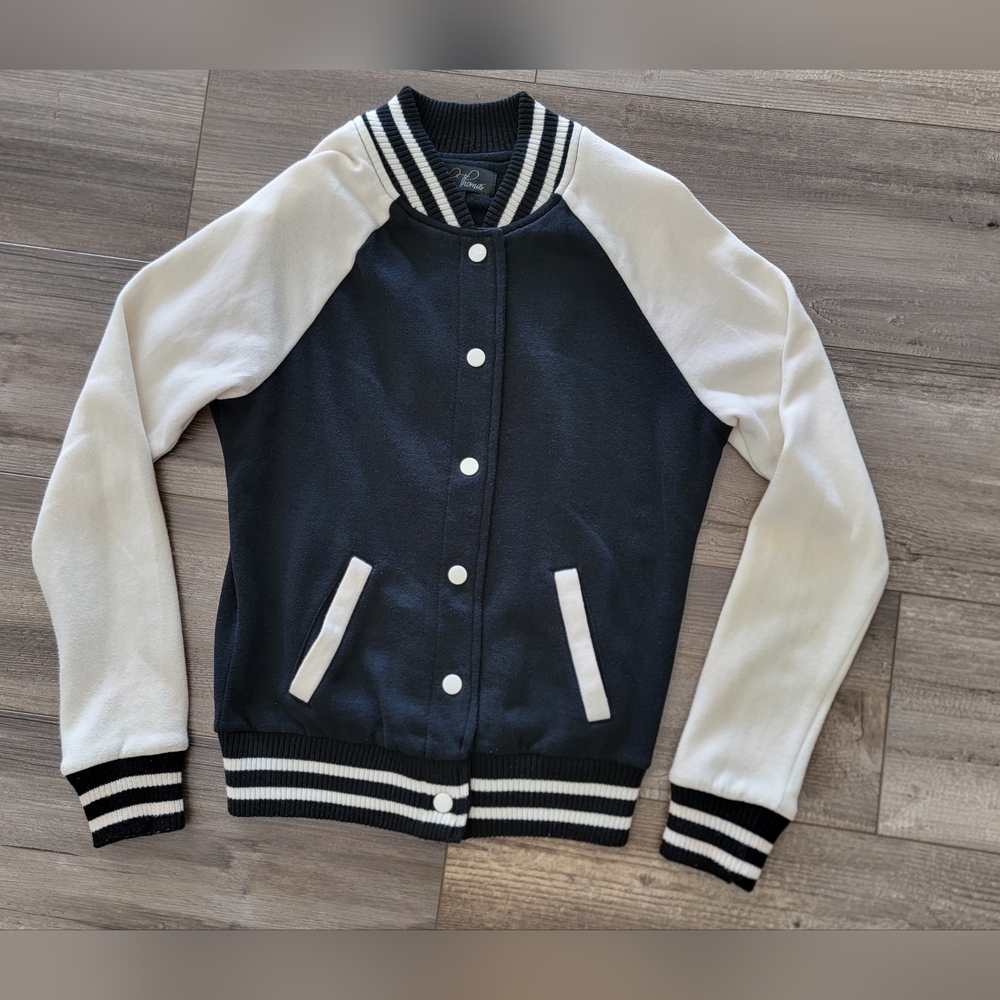 Small Black and Cream Knit Varsity Jacket